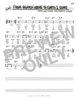 page one of From Heaven Above To Earth I Come (Real Book – Melody, Lyrics & Chords)