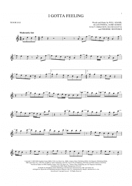 page one of I Gotta Feeling (Tenor Sax Solo)