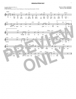 page one of Graduation Day (Lead Sheet / Fake Book)