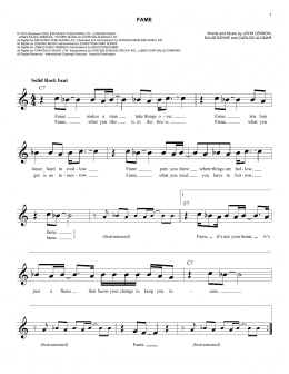 page one of Fame (Easy Lead Sheet / Fake Book)