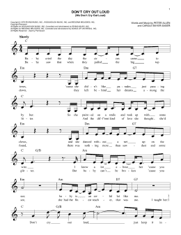 page one of Don't Cry Out Loud (We Don't Cry Out Loud) (from The Boy From Oz) (Easy Lead Sheet / Fake Book)
