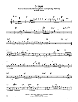 page one of Scoops (Tenor Sax Transcription)