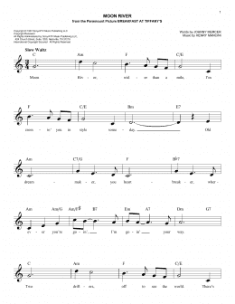 page one of Moon River (Easy Lead Sheet / Fake Book)