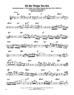 page one of All The Things You Are (Tenor Sax Transcription)