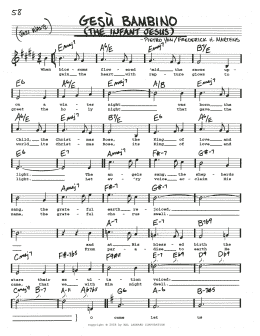 page one of Gesu Bambino (The Infant Jesus) (Real Book – Melody, Lyrics & Chords)
