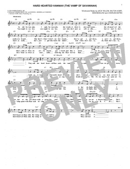 page one of Hard Hearted Hannah (The Vamp Of Savannah) (Lead Sheet / Fake Book)