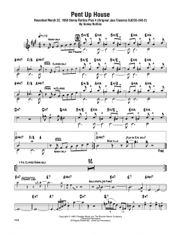 page one of Pent Up House (Tenor Sax Transcription)