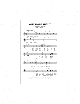 page one of One More Night (Lead Sheet / Fake Book)