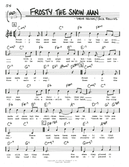 page one of Frosty The Snow Man (Real Book – Melody, Lyrics & Chords)