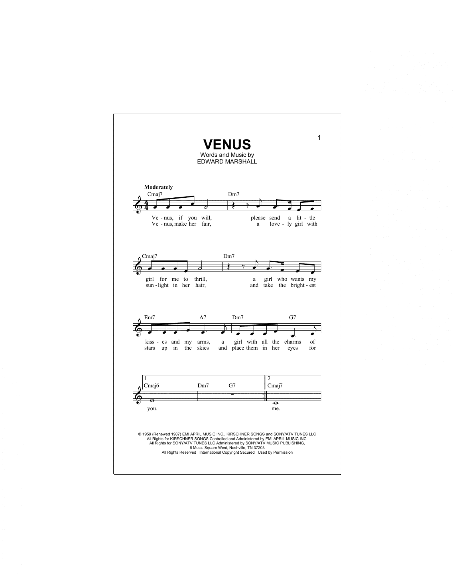 Venus (Lead Sheet / Fake Book)