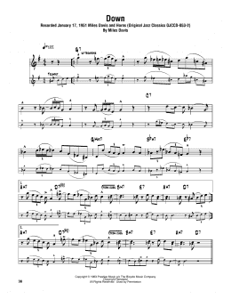 page one of Down (Tenor Sax Transcription)