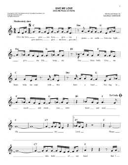 page one of Give Me Love (Give Me Peace On Earth) (Easy Lead Sheet / Fake Book)