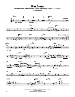 page one of Blue Seven (Tenor Sax Transcription)
