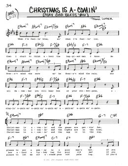 page one of Christmas Is A-Comin' (May God Bless You) (Real Book – Melody, Lyrics & Chords)