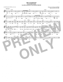 page one of On A Clear Day (You Can See Forever) (Lead Sheet / Fake Book)