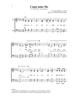 page one of Come Unto Me (SATB Choir)