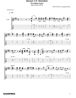 page one of Beast Of Burden (School of Rock – Rhythm Guitar Tab)