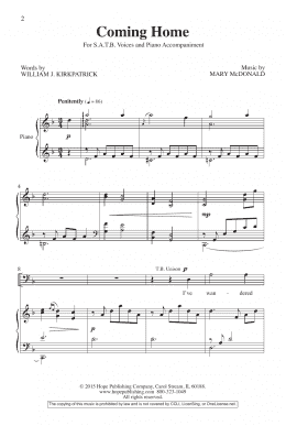 page one of Coming Home (SATB Choir)