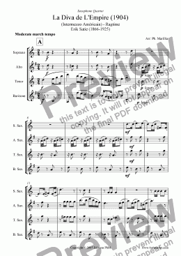 page one of Satie - La Diva de L'Empire - Ragtime (Sax Quartet)