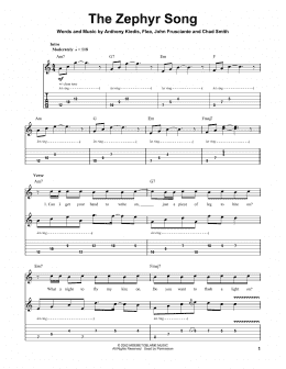 page one of The Zephyr Song (Guitar Tab (Single Guitar))