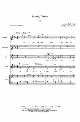 page one of Durme, Durme (Sleep, Sleep) (SSA Choir)