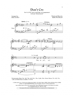 page one of Don't Cry (SATB Choir)