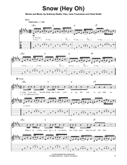 page one of Snow (Hey Oh) (Guitar Tab (Single Guitar))