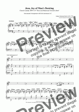 page one of "Jesu, Joy of Man’s Desiring" - Download Sheet Music -Solo Instrument & Keyboard