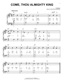 page one of Come, Thou Almighty King (Easy Piano)