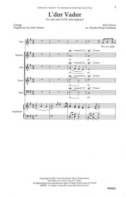 page one of L'dor Vador (SATB Choir)