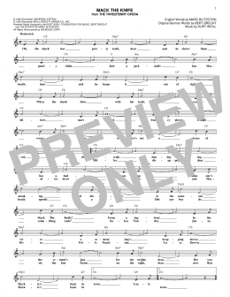 page one of Mack The Knife (Lead Sheet / Fake Book)
