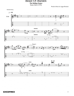 page one of Beast Of Burden (School of Rock – Lead Guitar Tab)
