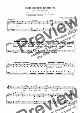 page one of "Nulla in mundo pax sincera"-Download Sheet Music -Digital Soprano/keyboard score