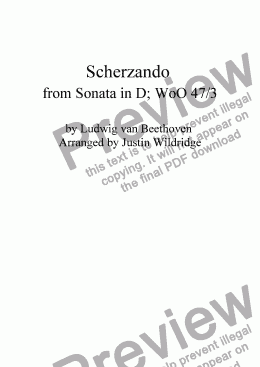 page one of Scherzando from Sonata in D WoO 47/3