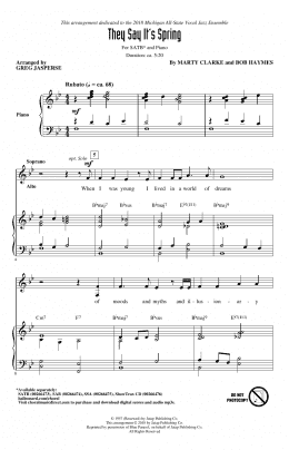 page one of They Say It's Spring (SATB Choir)