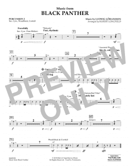 page one of Music from Black Panther (arr. Robert Longfield) - Percussion 2 (Orchestra)