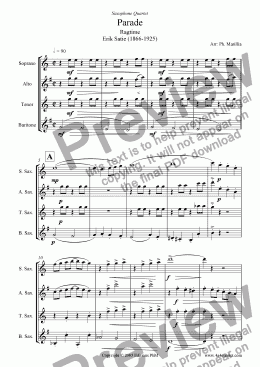page one of Satie - Parade (Ragtime) (Sax Quartet)