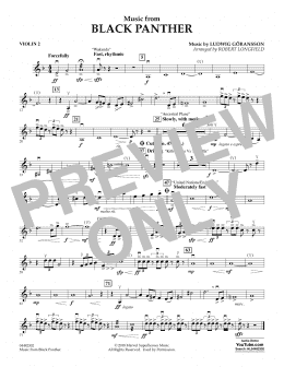 page one of Music from Black Panther (arr. Robert Longfield) - Violin 2 (Orchestra)