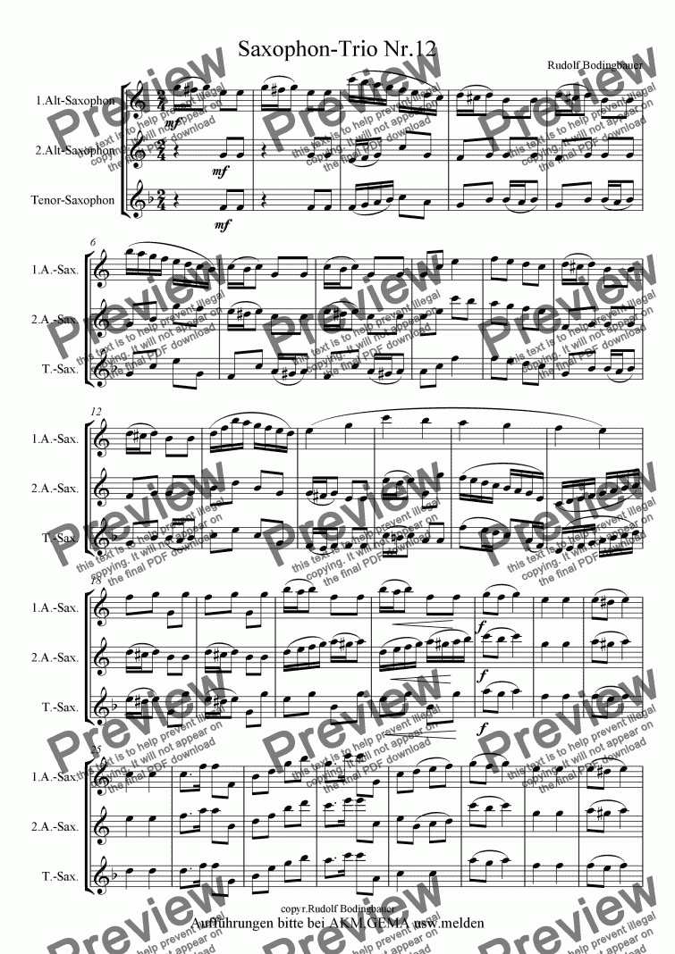 page one of Saxophon-Trio Nr.12   2 Alt-Tenor
