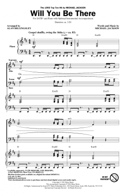 page one of Will You Be There (arr. Alan Billingsley) (SATB Choir)