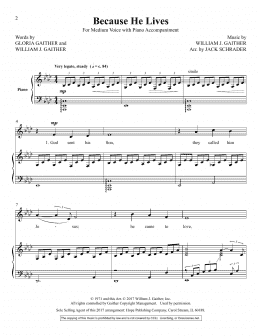 page one of Because He Lives (Piano, Vocal & Guitar Chords (Right-Hand Melody))