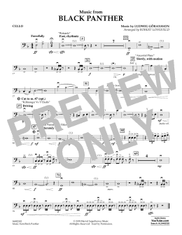 page one of Music from Black Panther (arr. Robert Longfield) - Cello (Orchestra)