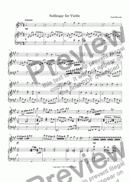 page one of Soliloquy for Violin
