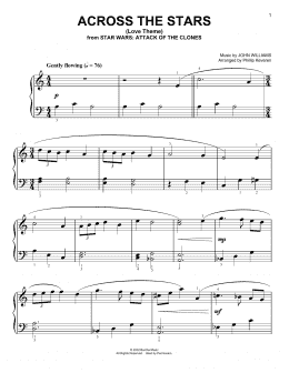 page one of Across The Stars (from Star Wars: Attack of the Clones) (arr. Phillip Keveren) (Big Note Piano)