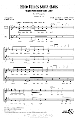 page one of Here Comes Santa Claus (Right Down Santa Claus Lane) (Arr. Kirby Shaw) (SSA Choir)