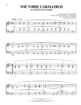 page one of The Three Caballeros (Ay Jalisco No Te Rajes) (Piano Solo)