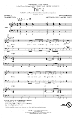 page one of Think (from Captain Underpants: The First Epic Movie) (Arr. Mark Brymer) (SATB Choir)
