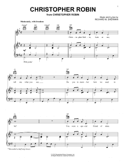 page one of Christopher Robin (from Christopher Robin) (Piano, Vocal & Guitar Chords (Right-Hand Melody))