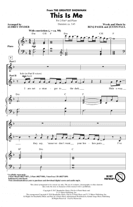 page one of This Is Me (from The Greatest Showman) (arr. Audrey Snyder) (2-Part Choir)