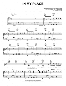 page one of In My Place (Piano, Vocal & Guitar Chords (Right-Hand Melody))